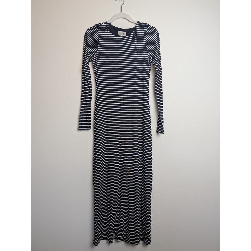 Universal Thread‎ Womens XS Navy White Striped Long Sleeve Stretch Maxi Dress